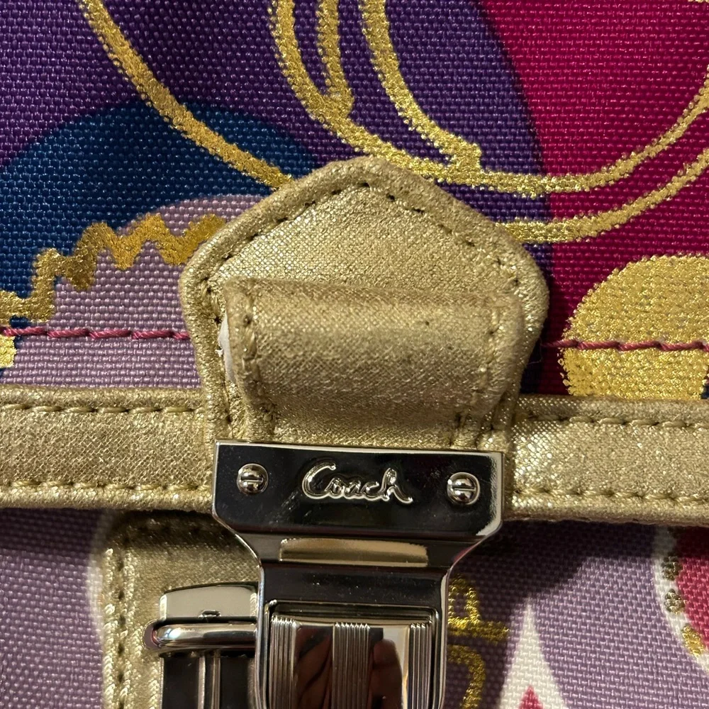 Coach Poppy Collection Baquette Purse Bag In Bright Pink, Purple, Gold NWOT - Picture 11 of 15